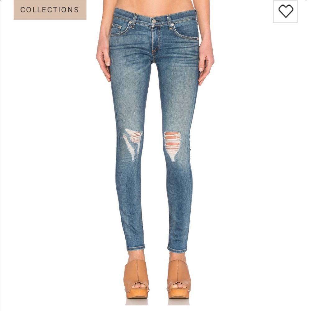 Rag & Bone distressed mid rise skinny